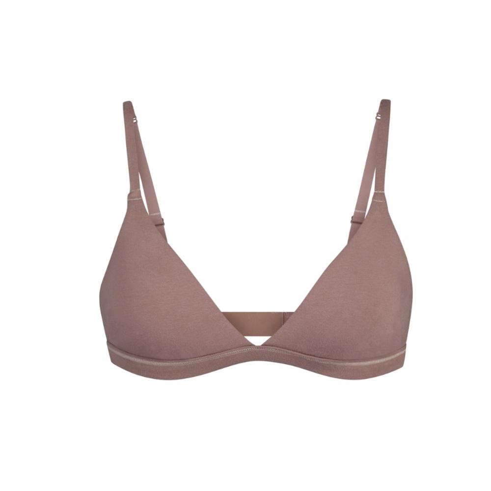 2 SKIMS cotton jersey triangle bralette.